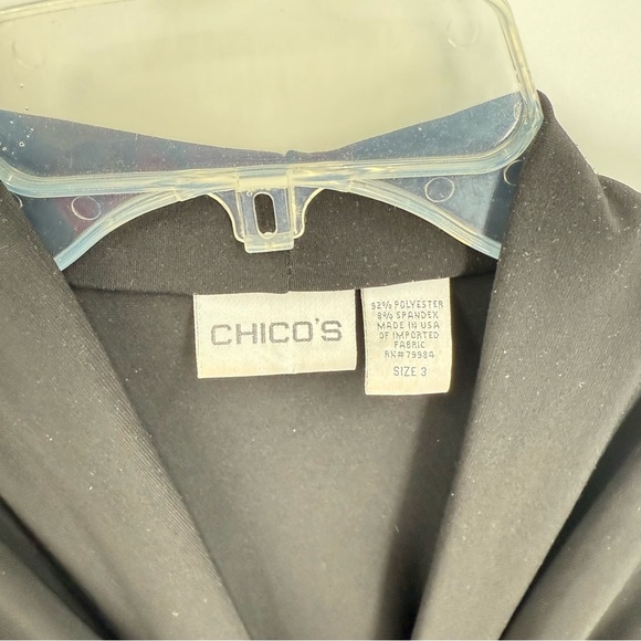 Chico's Black Slinky Knit Ruched Front Long Cardigan size 3 (XL) Long Sleeves - Picture 5 of 5